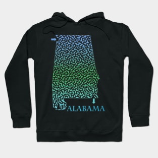 Alabama State Outline Coastal Themed Maze & Labyrinth Hoodie